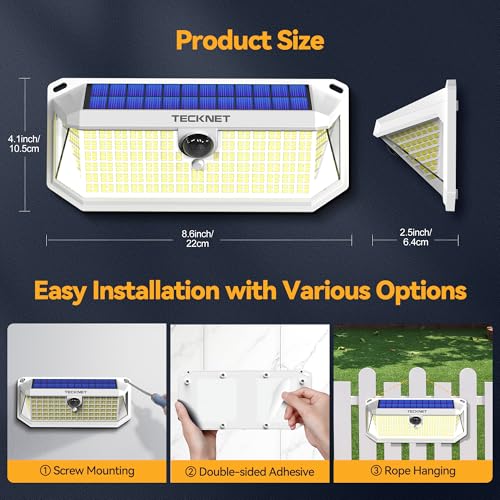 416 LED Solar Lights Outdoor Motion Sensor Waterproof 4200lm (2 Count)