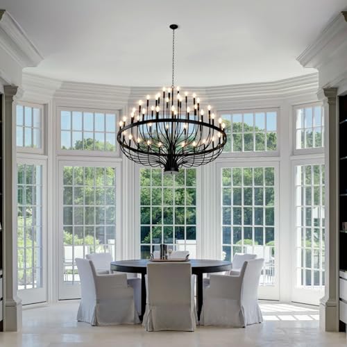 60" Extra Large Chandelier Black Foyer Chandeliers for High Ceilings