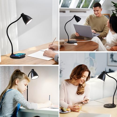 Desk Lamp for Home Office with USB C+A Charging Ports Timer Black (Black / Standard)