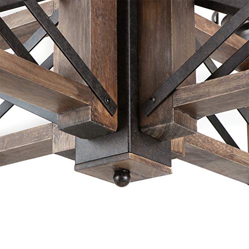 Wood Farmhouse Rustic Chandelier 4 Lights with Glass Shades