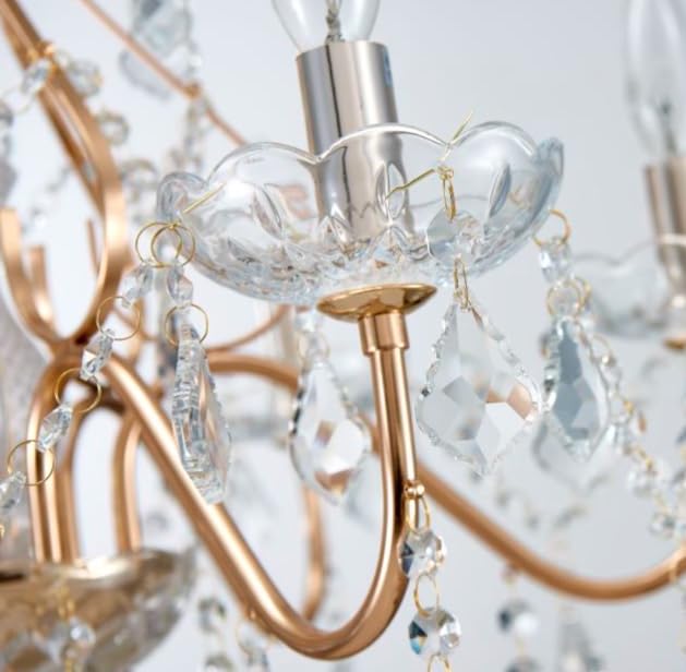 Saint Mossi 6 Light Crystal Chandelier Light Fixture Modern Chandelier Crystal Lighting, French Gold Crystal Raindrop Chandelier for Dining Room,Bedroom,Living Room, H23 x D24
