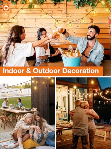 100FT Outdoor String Lights 54 G40 LED Bulbs Dimmable Waterproof (100 Foot)