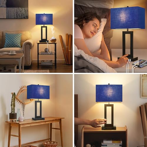 22" Modern Touch Control Table Lamp Set of 2 with 2 USB Ports (2 Count)