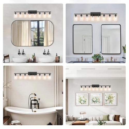 8 Light Black Bathroom Vanity Light Fixture
