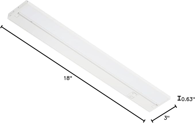 LAGOM Halo Under Cabinet Light, 18‑Inch Hardwired Dimmable LED, 2700K/4000K/5000K, Power Cord Sold Separately, White, UC0118WH27