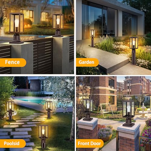 Dusk to Dawn Outdoor Post Lights with Pier Mount Base 2 (2 Count)