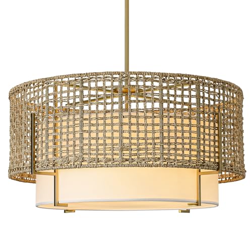 25.6" Large Rattan Chandelier