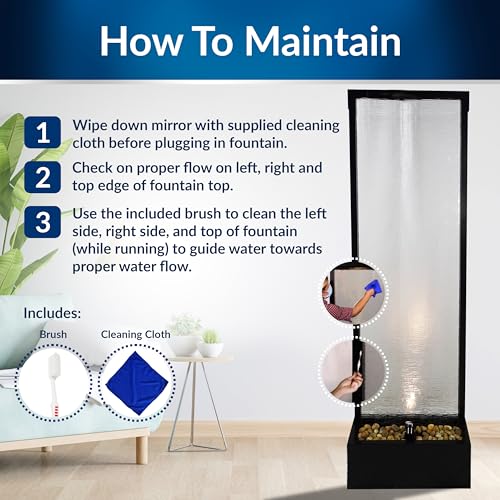 MLT170L 72" Waterfall Fountain with LED Light Cascading Textured Glass & Aluminum Floor Design