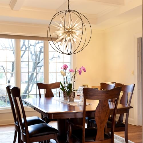 31.5" Black Gold Large Globe Sputnik Chandelier