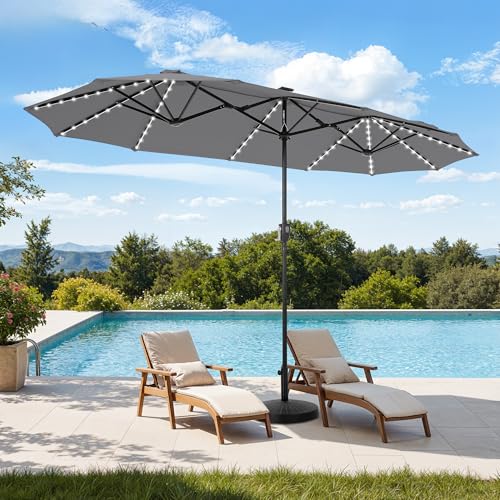 13 ft Patio Umbrella with 120 LED Solar Lights Outdoor Umbrella