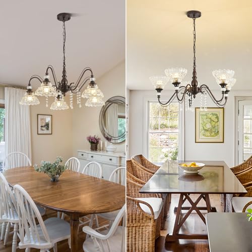 5 Light Vintage Chandelier in Oil Rubbed Bronze Finish with Flower (5-Light / Oil-Rubbed Bronze)