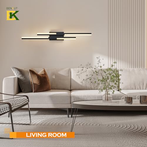 Modern LED Wall Sconce Black Remote Wall Light Fixtures for Bathroom