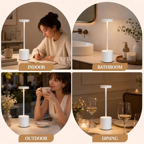 White Cordless Table Lamp Set of 2 (2 Count)