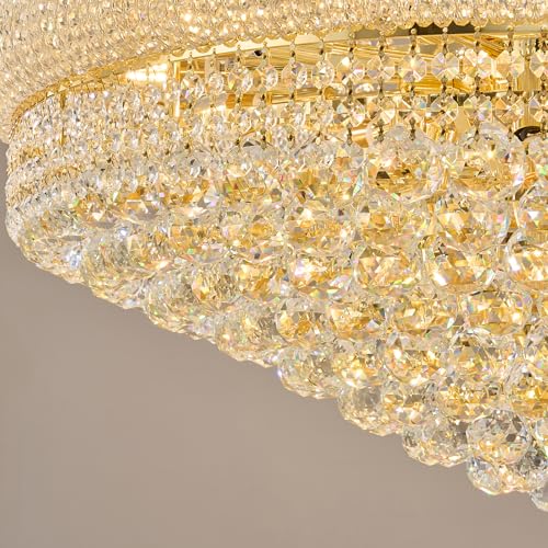 31 Lights Gold Finish Large Empire Crystal Chandelier