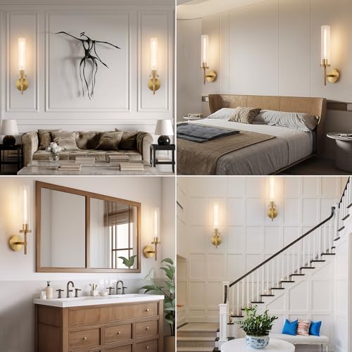 19.5" Knurled‑Craft Hardwired Brass Wall Sconce