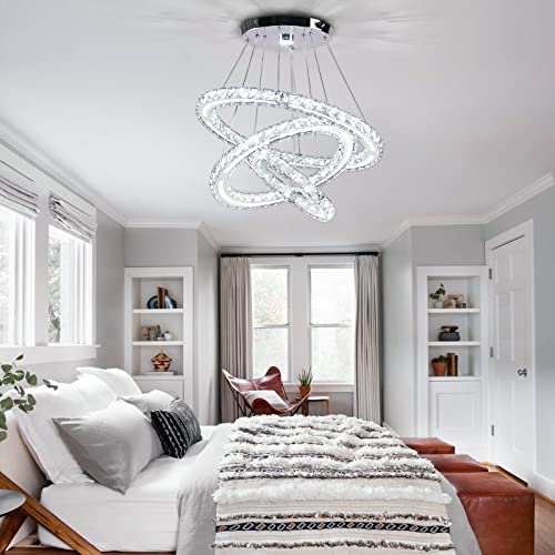 3 Ring Acrylic Crystal Chandelier Modern Ceiling Light Fixture