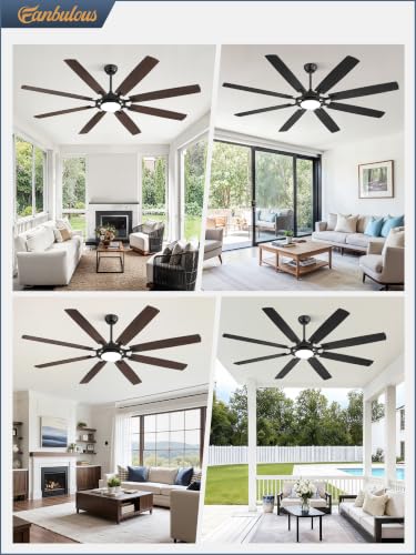 72 Inch Black Ceiling Fans with 3CCT Lights and Remote (Black / 72")
