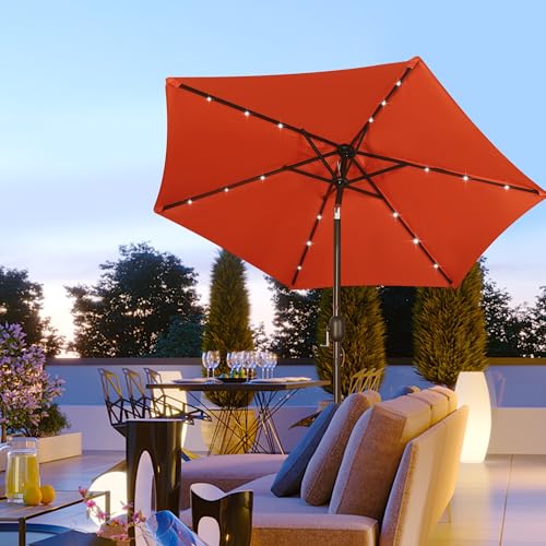 7.5 ft Solar Umbrella 18 LED Lighted Patio Umbrella Table Market Umbrella