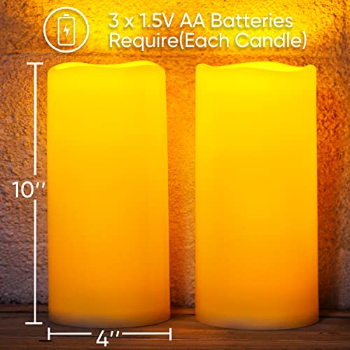 10" x 4" Large Waterproof Outdoor Flameless Candles with Remote Control and Timer (2 Count)
