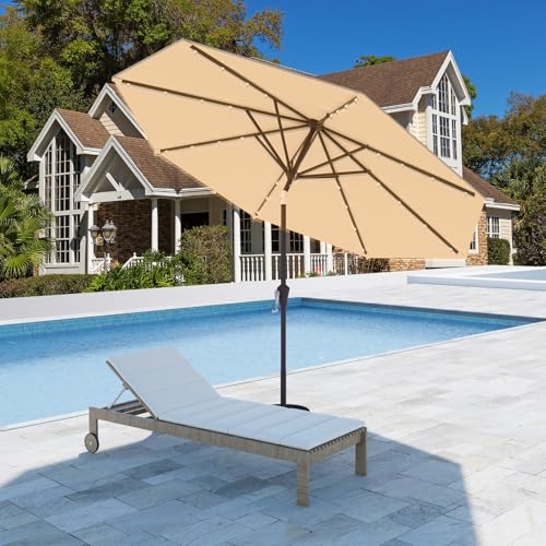 9FT Patio Umbrella with Solar Lights