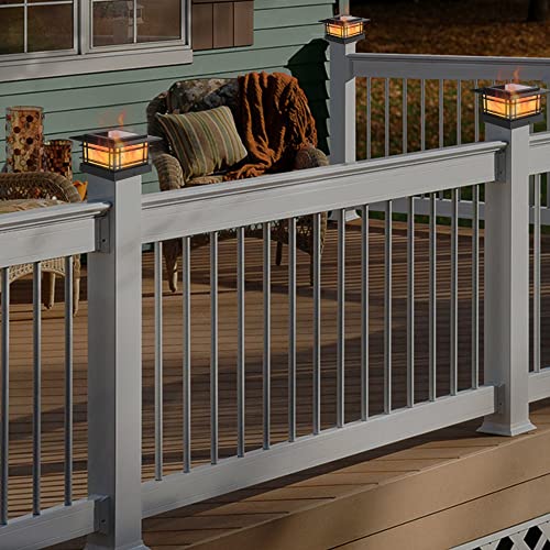 8 Pack Solar Post Cap Lights Outdoor with Flickering Flame Light (8 Count)