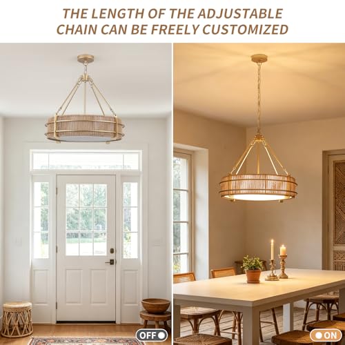 21.5'' Rattan Chandelier For Dining Room