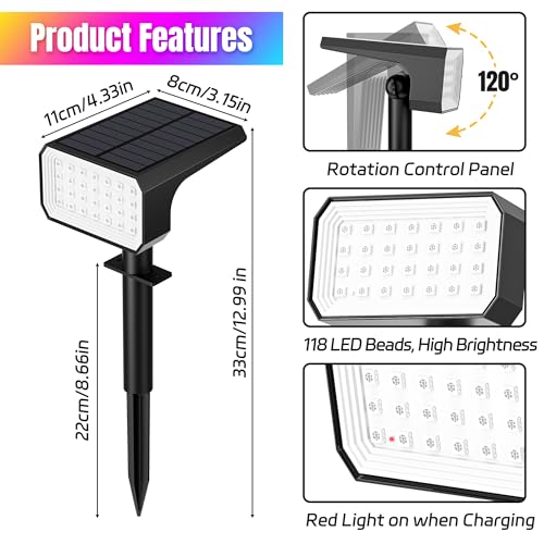 Solar Spot Lights Outdoor RGB Color Changing (10 Count)