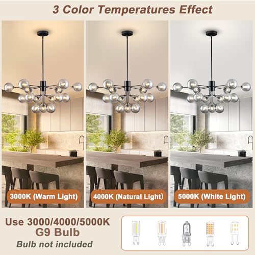 Sputnik Chandelier 15 Lights Smoked Glass Chandelier for Living Room