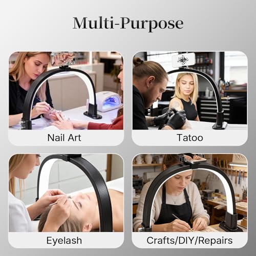 Half Moon Nail Lamp for Desk Portable Nail Desk Lamp with Phone Holder