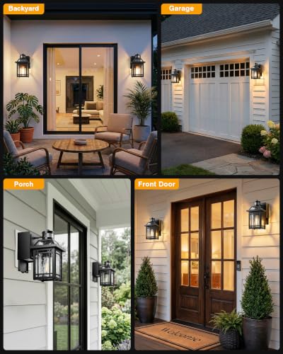 Motion Sensor Porch Light with GFCI Outlet (Black / Motion Sensor 2-Pack)