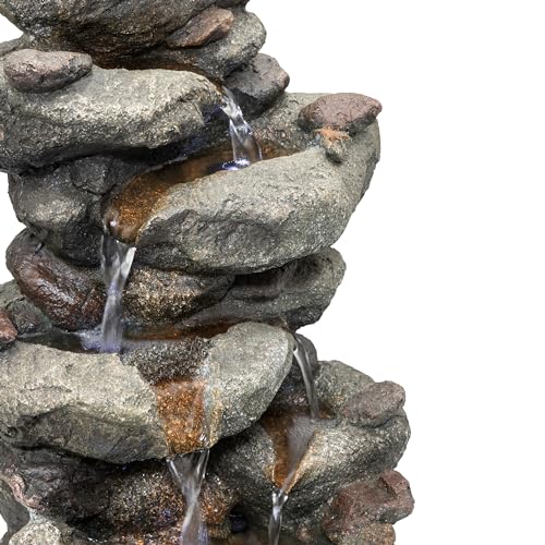 TZL154 14" Indoor Tabletop Rainforest Rock Water Fountain with LED Lights