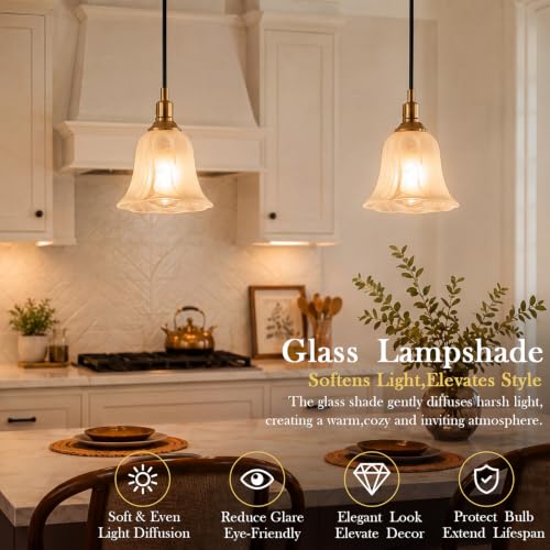 6 Pcs Marble Flower Bell Shaped Glass Lamp Shade Replacement (6 Count)