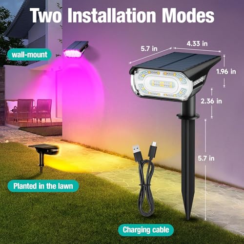 Solar Spot Lights Outdoor Color Changing Solar Lights Outdoor (4 Count)