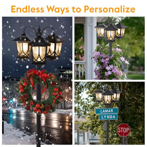 3 Head Solar Lamp Post Light