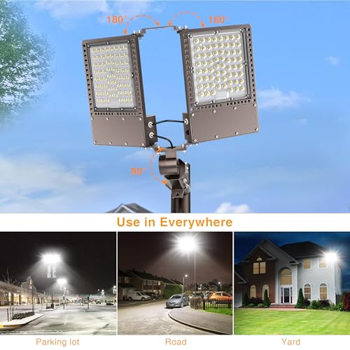 2025 New Upgraded 300W Dusk to Dawn LED Parking Lot Light 45000lm 5000K
