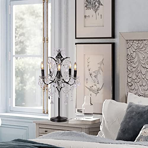 5 Light Farmhouse Tranditional Crystal Table Lamp