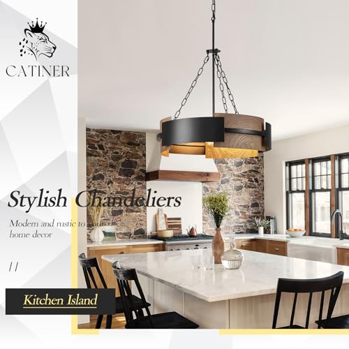 24" 6 Light Industrial Drum Chandelier with Walnut Grain Finish (6 Count)