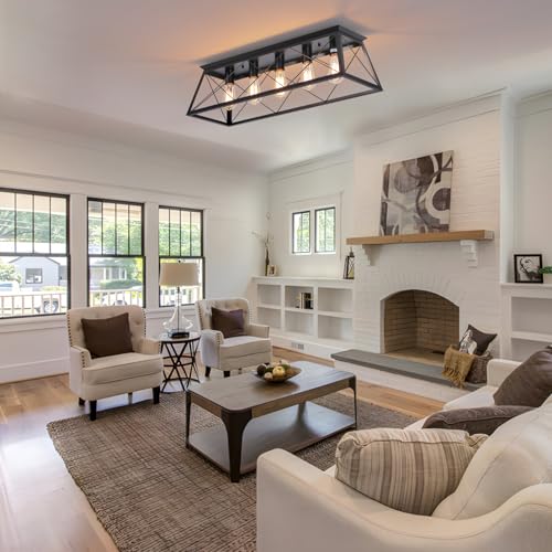 31.5" Black Flush Mount Ceiling Light Fixture