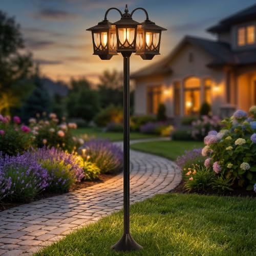 3 Head Solar Lamp Post Light