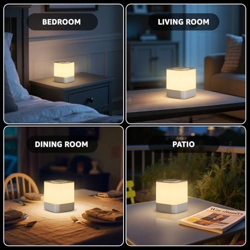 2 Pack Rechargeable Small Night Light Touch Dimmable Cordless Lamp