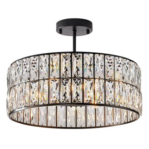 Black Crystal Chandelier 18" 6