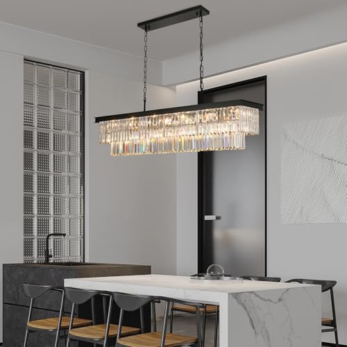 Black Crystal Chandeliers for Dining Room