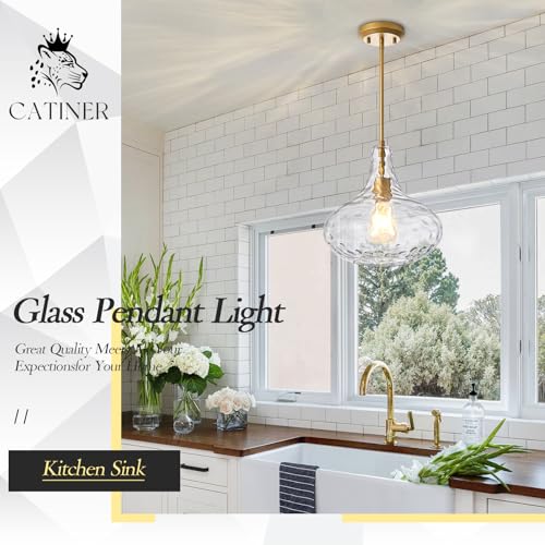 11" Clear Hammered Glass Pendant Light