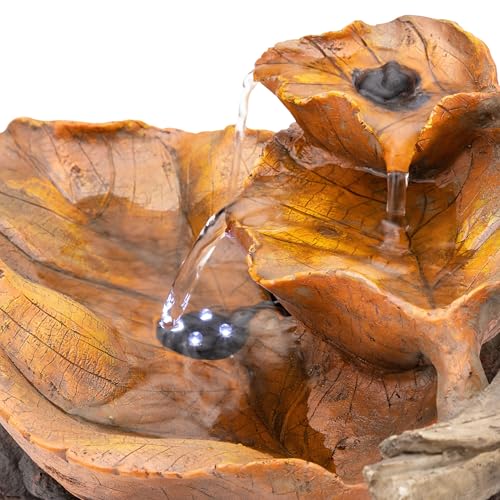 9" Tall Indoor Tabletop Tiered Leaf Hand