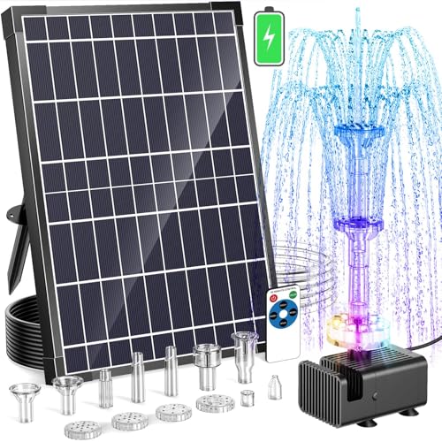 12W Solar Fountain Pump with 4200mAh Battery Backup& Remote RGB LED Lights