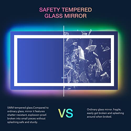 55"X30" RGB LED Bathroom Mirror with Lights