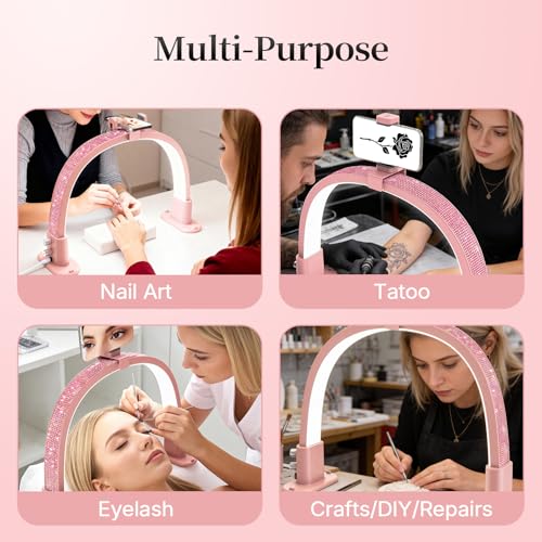 Half Moon Nail Lamp for Desk Portable Nail Desk Lamp with Phone Holder