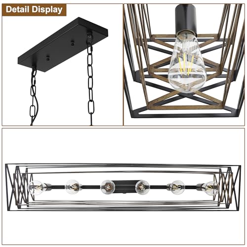 40''Large Farmhouse Rectangular Chandeliers for Dining Room (6 Count)