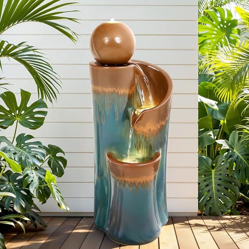 32" Ceramic Outdoor Water Fountain w