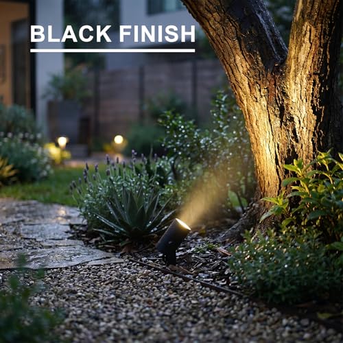6W Low Voltage LED Flood Lights 2PK 12V AC Landscape Spotlights 260 Lumens 3000K Warm White Outdoor Accent Lights with Metal Stakes & Connectors for Garden Tree & Yard